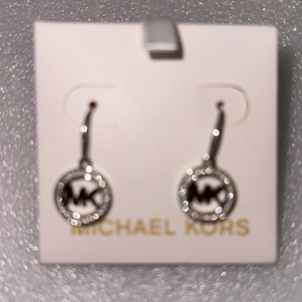 Michael Kors Silver Circle Logo Earrings